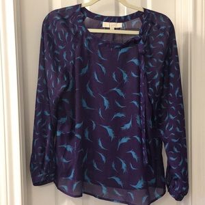 Gorgeous Loft Purple & Teal Feather Top Size S
